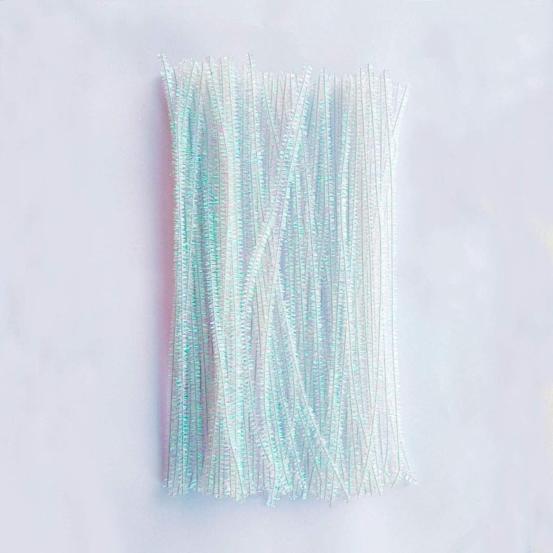 Carykon Iridescent Sparkly Tinsel Creative Arts Stems 6 mm x 12 Inch, Pack of 200 (Colorful White) - Image 5